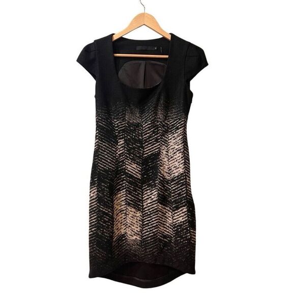 L.A.M.B. Dark Gray Short Sleeve Square Neck Wool Blend Dress size 4 Lined - Picture 1 of 10